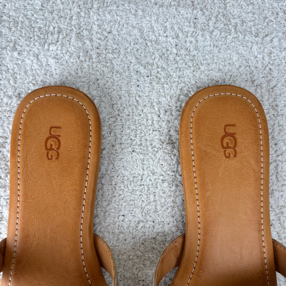 Ugg Sandals Womens 11 Gold Metallic Teague Slip On Slides Slippers Flats - Picture 5 of 15